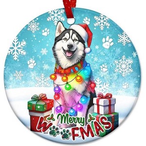 Lomsoe 2025 Christmas Ornament Dog with Santa Hat Ceramic Dog Christmas Tree Decoration Dog Lovers Gift Christmas Tree Ornament Christmas Gift - 1 of 1