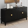 NicBex 4 Door Sideboard Cabinet Modern Large Buffet Cabinet with Gold Handles for Kitchen,Living Room,Black - 2 of 4