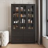 Famapy 47.2''W  Glass Doors Display Cabinet Wooden Organizer Pantry Black - 3 of 4
