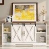ORRD Modern Farmhouse Wood TV Stand (Oak/Solid White) – Fits 58" TVs, Sliding Barn Doors, Adjustable Shelves, Corner-Small Spaces - 4 of 4
