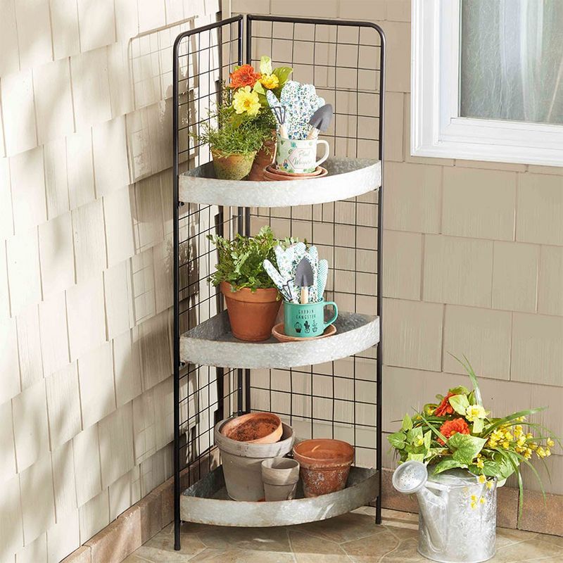 The Lakeside Collection 3-Tier Metal Corner Shelves, 2 of 3