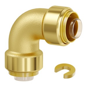 VEVOR Pipe Fittings, 1/2" 12PCS Brass Pipe Fittings, Elbow Push-Fit Pipe Connector Brass Air Fittings, Gold - 1 of 4