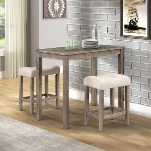 NicBex Dining Table Set for 2 Rustic Counter Height Table with MDF Tabletop, 2 Padded Stools for Kitchen - 1 of 4