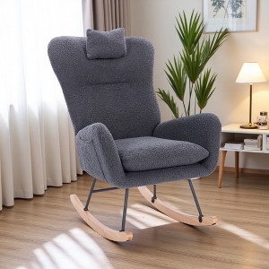 Teddy Upholstered Nursery Rocking Chair with Soft Cushioned Seat - 1 of 4