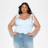 Women's Smocked Sweetheart Neck Tank Top - Wild Fable™ Light Blue - 2 of 3