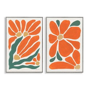 Stupell Industries Midcentury Flower Abstracts 2pc Framed Giclee Art Set - 1 of 4