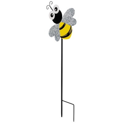 Charming 23" Black and Yellow Metal Bee Garden Stake