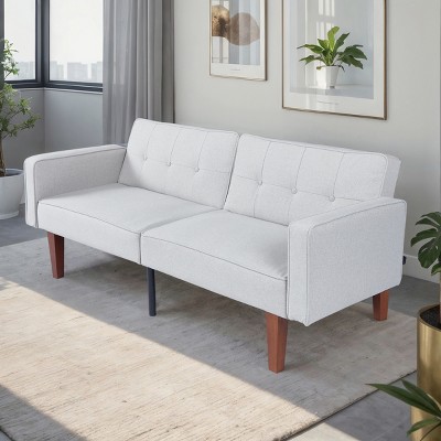 DOMETOUR Adjustable Backrest Modern Sofa, Solid Wood Frame Convertible Sofa Bed for Living Room