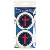 Dicksons Cross Christian Flag Red, White, and Blue 2.5 Inch Ceramic Car Coasters Pack of 2 - 2 of 2