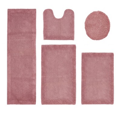 Edge Bath Rug 100% Premium Cotton Ultra-Soft Water Absorbent Tufted Solid Reversible 5 Piece Bathroom Rug Set for Machine Washable Bathmat