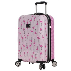 Betsey Johnson Flamingo Strut Hardside 20 Inch Carry On Spinner Expandable Luggage with 8 Wheel - 1 of 1
