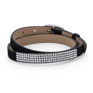 ShineHigh Stylish Colored Wrap Bracelet with Crystals for Women, 16.25-Inch Faux Leather Band with Round Crystal Rows, Available in Black or Turquoise - 1 of 1