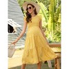 Coolmee Women's Maternity Maxi Dress Flutter Short Sleeve Crew Neck Smocked Elastic Waist Tiered Long Sundress - 2 of 4