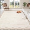 Washable Scalloped Rugs for Living Room Bedroom, Modern Solid Non Slip Rugs for Nursery Room Kids Room, Large Low Pile Carpet for Dining Room - 2 of 4