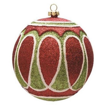 Northlight 4" Glittered Shatterproof Jolly Christmas Ball Ornament - Red/Green