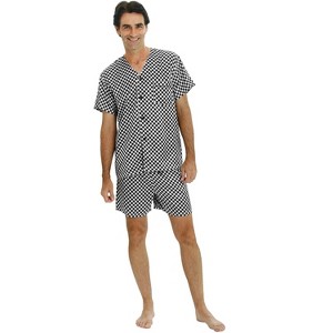 ADR Mens Satin Pajamas, Short V-Neck Pj Set - 1 of 3