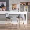PAGED Set of 2 Bar Stools with Chrome Footrest, Velvet Fabric Counter Stool with Golden Leg, Kitchen Chairs for Home Pub - 2 of 4