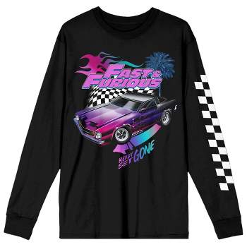 Fast & Furious Ready Set Gone Crew Neck Long Sleeve Black Adult Tee