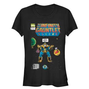 Juniors Womens Marvel Thanos Infinity Gauntlet Comic Book T-Shirt