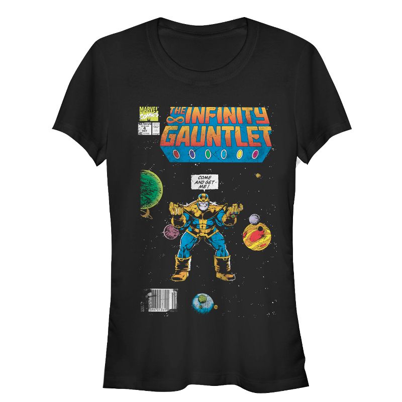 Juniors Womens Marvel Thanos Infinity Gauntlet Comic Book T-Shirt, 1 of 4