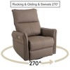 Racxily PU Rocking Recliner Chair, Nursery Rocking ChairModern Small Rocking Swivel Recliner Chair for Bedroom, Side Pocket, Brown - 3 of 4