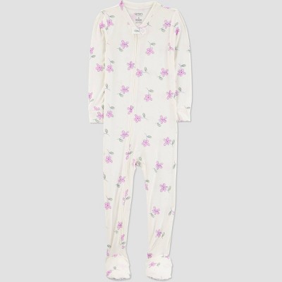 Carter's Just One You® Toddler Girls' Floral Comfy Soft Snug Fit Footed Pajama - Pink/White