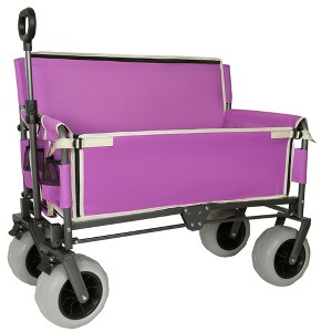 Whisen 3-in-1 Folding Wagon with Bench Seat, 500lbs Capacity, 9"x4" Beach Tires for Camping & Beach - 1 of 4