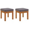 vidaXL Patio Stools with Cushions 2 pcs 15.7"x15.7"x16.5" Solid Wood Acacia - 2 of 4