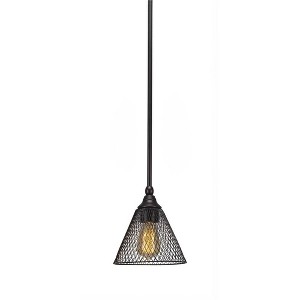 Toltec Lighting Any 1 - Light Pendant in  Espresso with 7" Espresso Cone Mesh Metal Shade Shade - 1 of 1