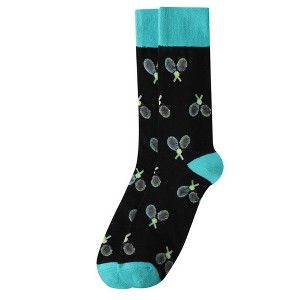 Men's Black And Blue Color Tennis Novelty Socks - 1 of 3