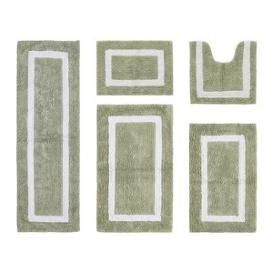 Hotel Bath Rug 100% Premium Cotton Tufted Weave Two Tone Reversible 5 Piece Bathroom Rug Set, Super Soft & Water Absorbent, Machine Washable Bathmat - 1 of 4