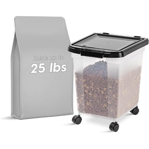 Iris Usa 32.5qt/8.1gal Airtight Pet Food Storage Container, Clear/black :  Target