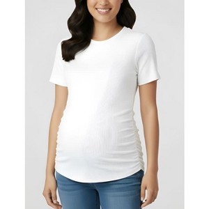Women's Women's Crew Neck Side-Ruched Maternity Short Sleeve Top | Motherhood Maternity - 1 of 3