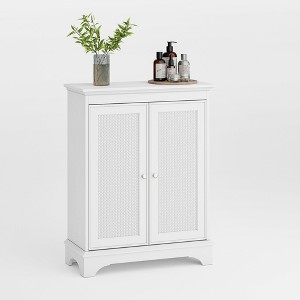 Dexmalle medieval  White two door rattan storage cabinet with adjustable partition - 1 of 4