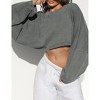 Women's Cropped Crewneck Sweatshirt Oversized Casual Pullover Top Long Sleeve Short Sweater - 3 of 4