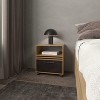 Gulches Natural Oak Mobile Nightstand 1 Drawer, Spacious Shelf, Caster Wheels, Timeless Design - 2 of 4