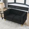 Velvet Chesterfield 2-Seater Sofa,Tufted Loveseat with Metal Legs & Nailhead Trim for Living Room - 3 of 4