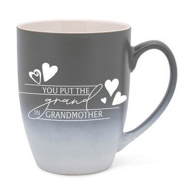 Elanze Designs You Put The Grand In Grandmother Two Toned Ombre Matte Gray and White 12 ounce Ceramic Stoneware Coffee Cup Mug