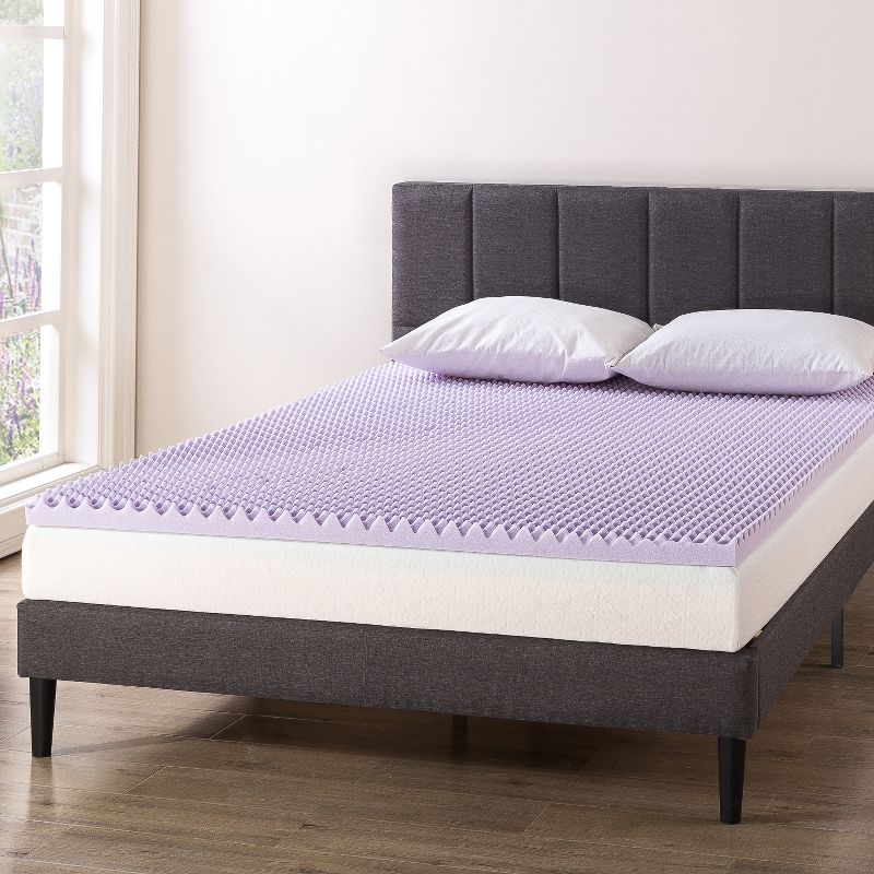 Mellow Egg Crate Memory Foam Lavender Infusion 2" Mattress Topper, 3 of 9