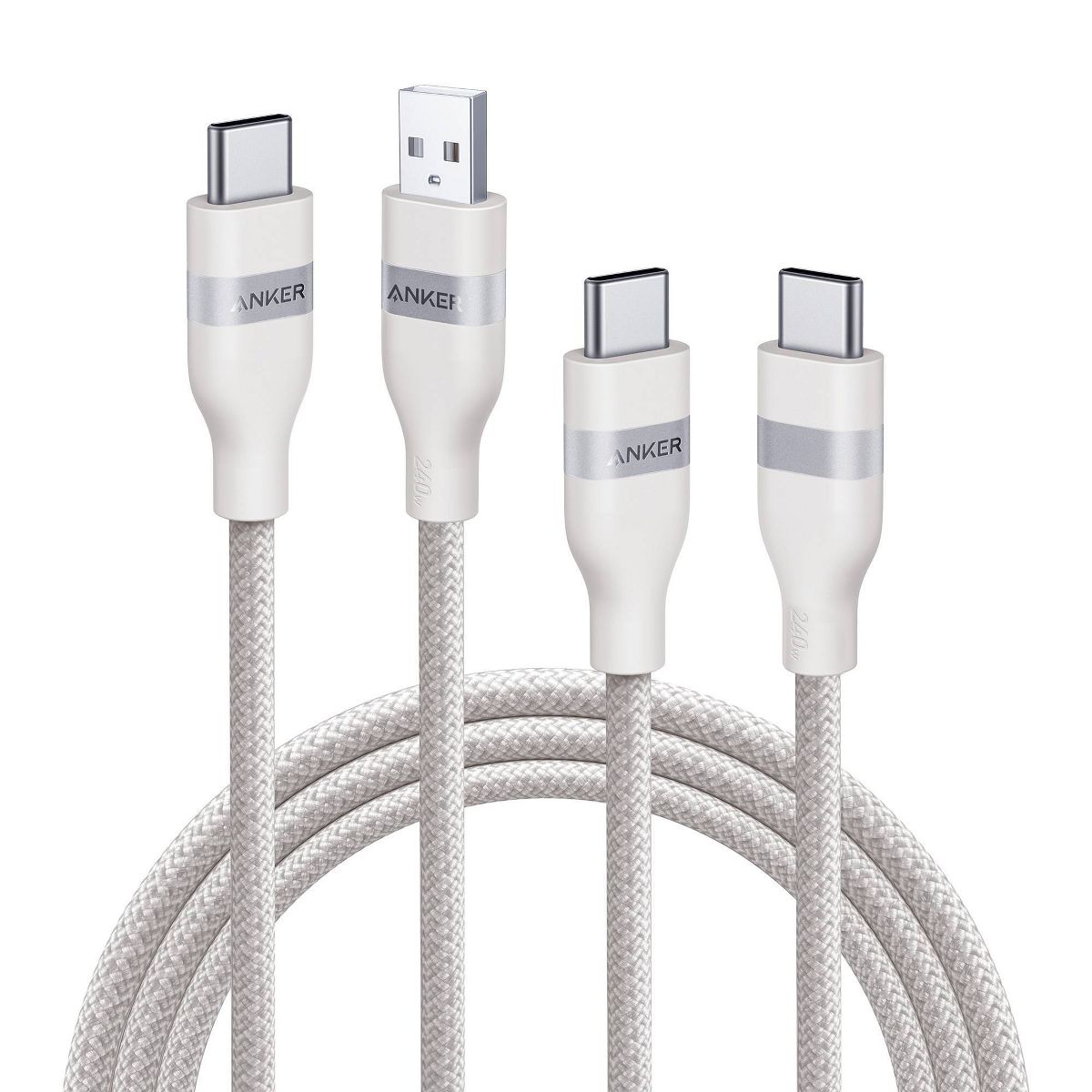Anker USB-C to USB-C and USB-A to USB-C Cable - 6 ft - White