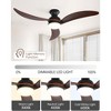 52 Inch High CFM Ceiling Fan with Lights 3 Wood Blades Smart Ceiling Fan with Remote and App Controls ETL Quiet DC Motor 6 Speed Timing - 3 of 4