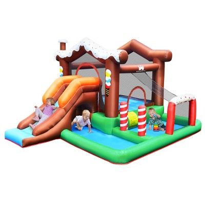Infans Inflatable Bouncer Bounce Snow House Jump Climbing Slide w/ BallPit & tunnel