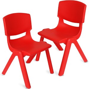 Playkidiz Kids Plastic Chair Set of 2- Preschool Chairs for Toddlers Kids 20.5" H - Red - 1 of 4