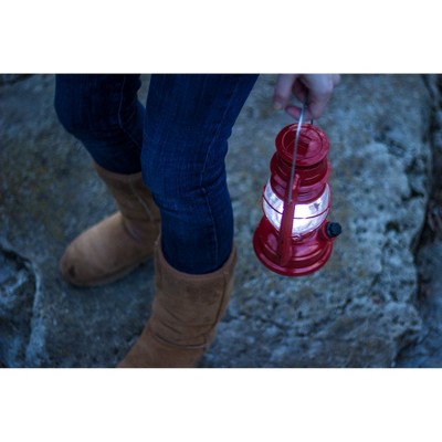 Classic Red 9" LED Oil Lantern Design with Dimmer Switch