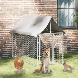 Dog Kennel Silver Galvanized steel, Polyethylene vidaXL - 1 of 4