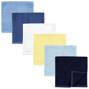 Hudson Baby Infant Boy Rayon from Bamboo Burpcloth 6pk, Blue Yellow, One Size - 1 of 4
