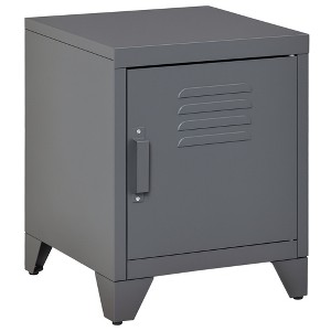 Industrial End Table, Living Room Side Table with Locker-Style Door and Adjustable Shelf - 1 of 4