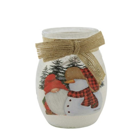 Stony Creek Snowman With Scarf Lighted Vase - One Lighted Vase 12.0 Inches  - Snowflakes Christmas - Emr1302 Ear Muff - Glass - Multicolored : Target