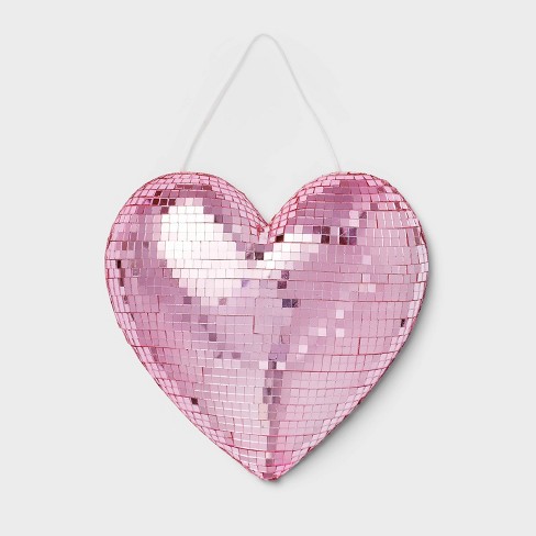 9x9 Hanging Valentine Wall Art Pink Heart Disco Ball - Spritz™