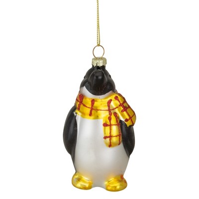 Northlight 3.75" Black, White, and Yellow Glass Penguin Christmas Ornament